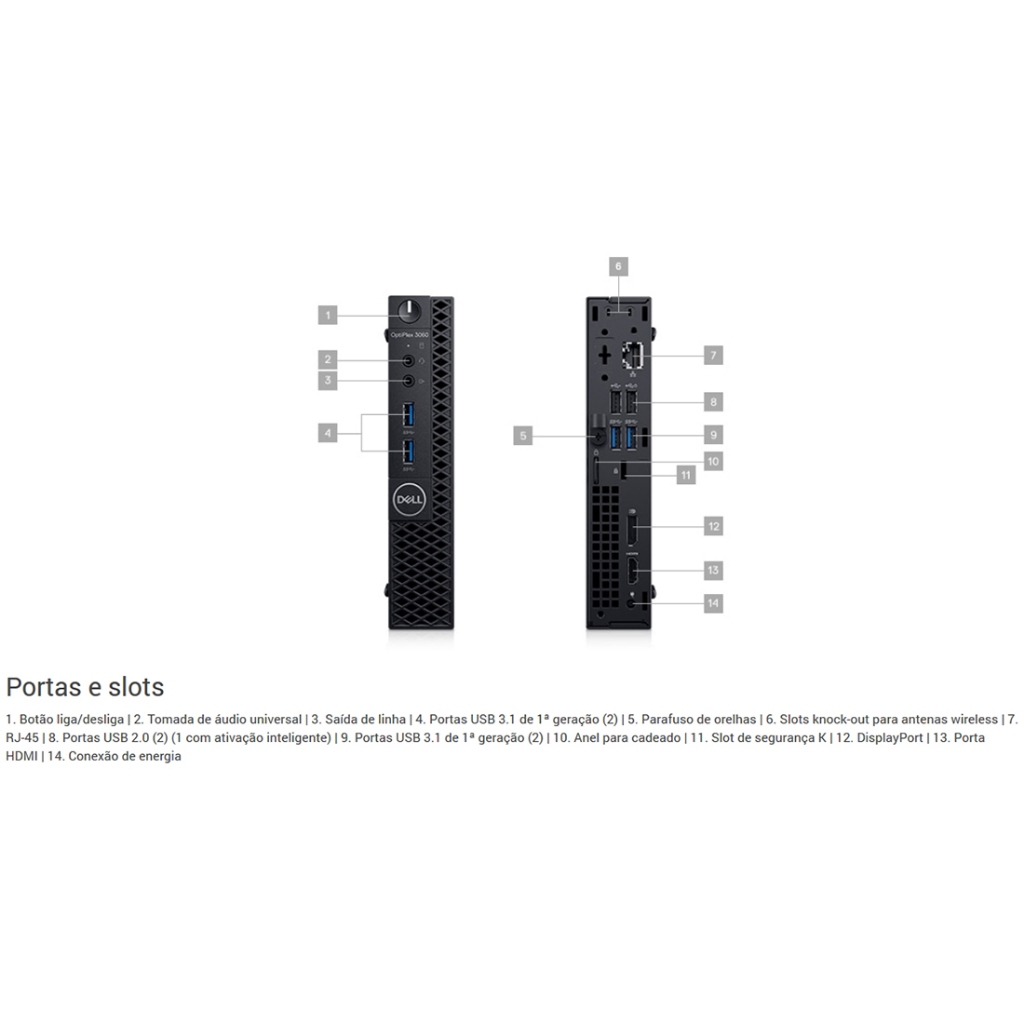 Micro Computador Dell MINI 3060 Optiplex I3 8gb Ssd 240gb Win10pro