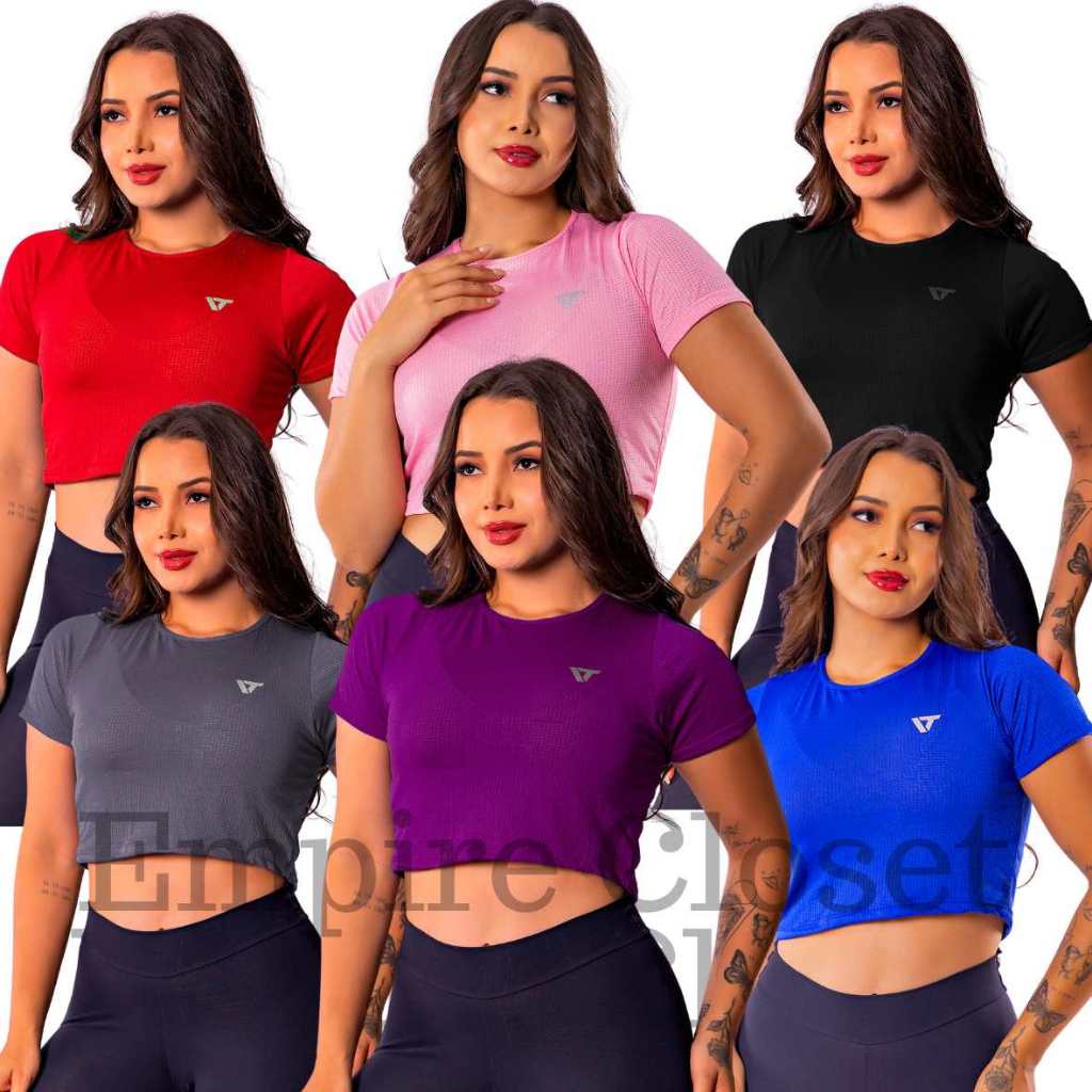 Cropped Blusa Feminina Academia Fitness Top Curta Dry Fit Roupa de ...