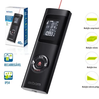 Mini Trena digital medidor de Distância a Laser compacto 40m IP54 recarregavel TEM-M42 EXBOM