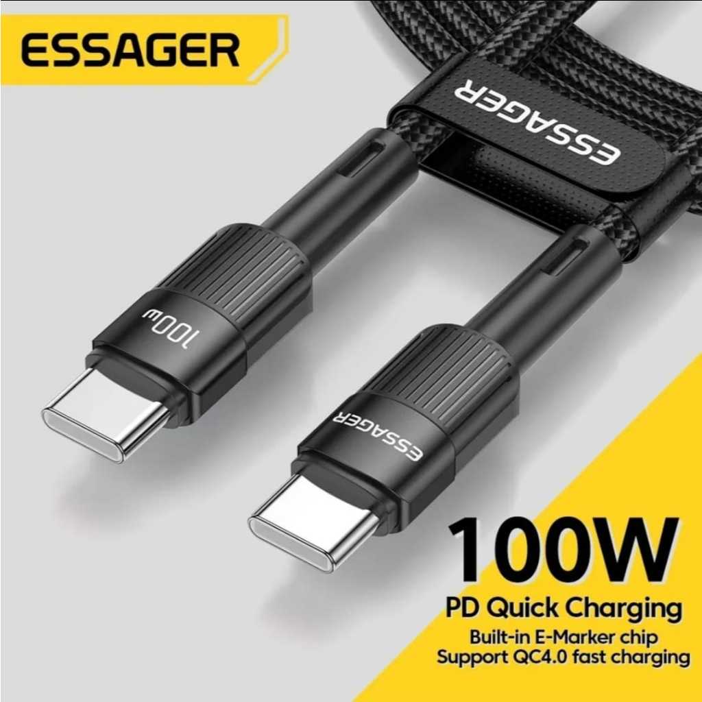 Cabo Tipo C Essager PD de carregamento rápido, fio carregador, cabo para Macbook, Samsung, Xiaomi, 100W