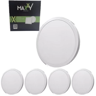 Kit 5 Painéis Plafon Led Sobrepor Redondo 24w Frio alumínio iluminação residencial comercial