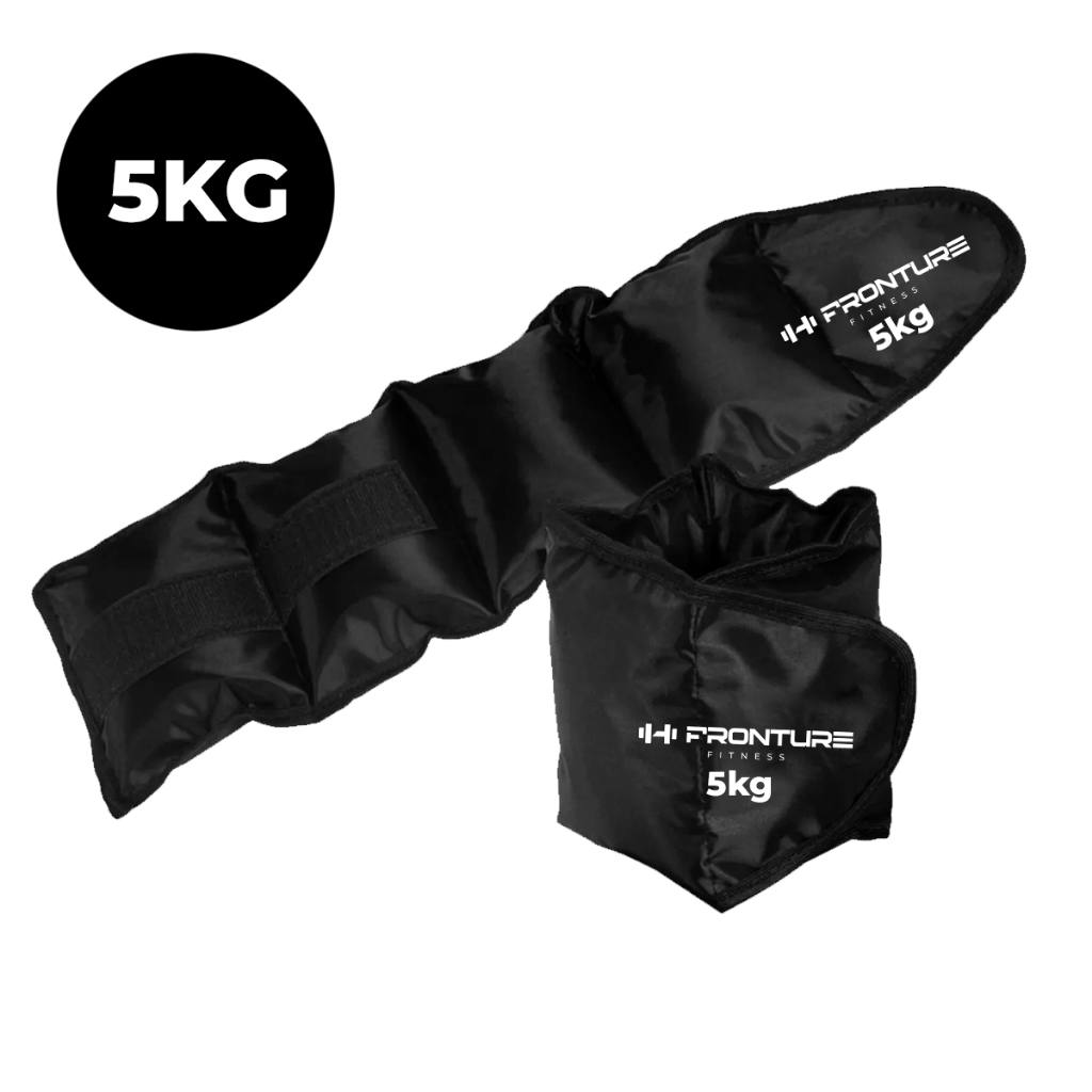 Par de Caneleira Peso 5KG Treinar Pernas em Casa Academia Tornozeleira Funcional Preta Fitness