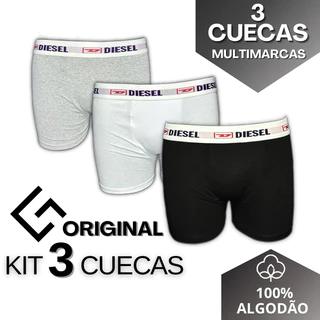 kit 3 cuecas algodão premium boxer