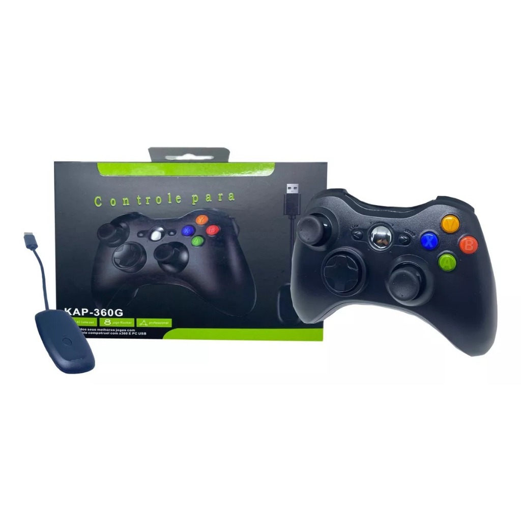 Controle Xbox 360/pc/ps3 Sem Fio Cor Preto