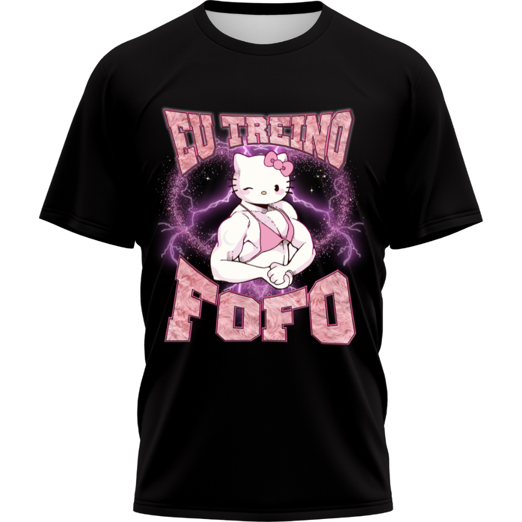 Camiseta Camisa Unissex Eu Treino Fofo Academia Treino Hello Kitty ...