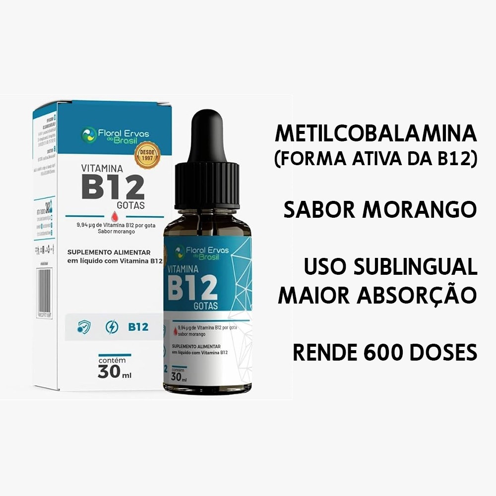 Metilcobalamina Sublingual Vitamina B12 em gotas 30ml - Floral Ervas ...