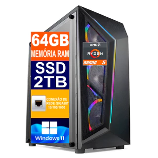 PC Gamer Cpu PC RYZEN 5 8500G / Ssd 2TB / 64GB Memória Ram DDR5