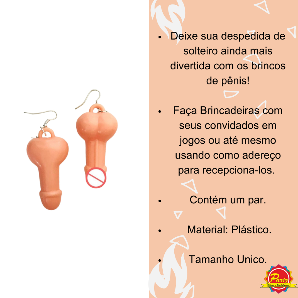 Brinco Divertido Erótico Pênis Despedida de Solteiro Carnaval 1 Par |  Shopee Brasil