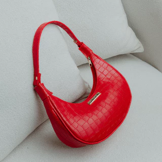 Bolsa Feminina Santorini Handbag, Bolsa Baguete, Acabamento em Croco de alta qualidade.