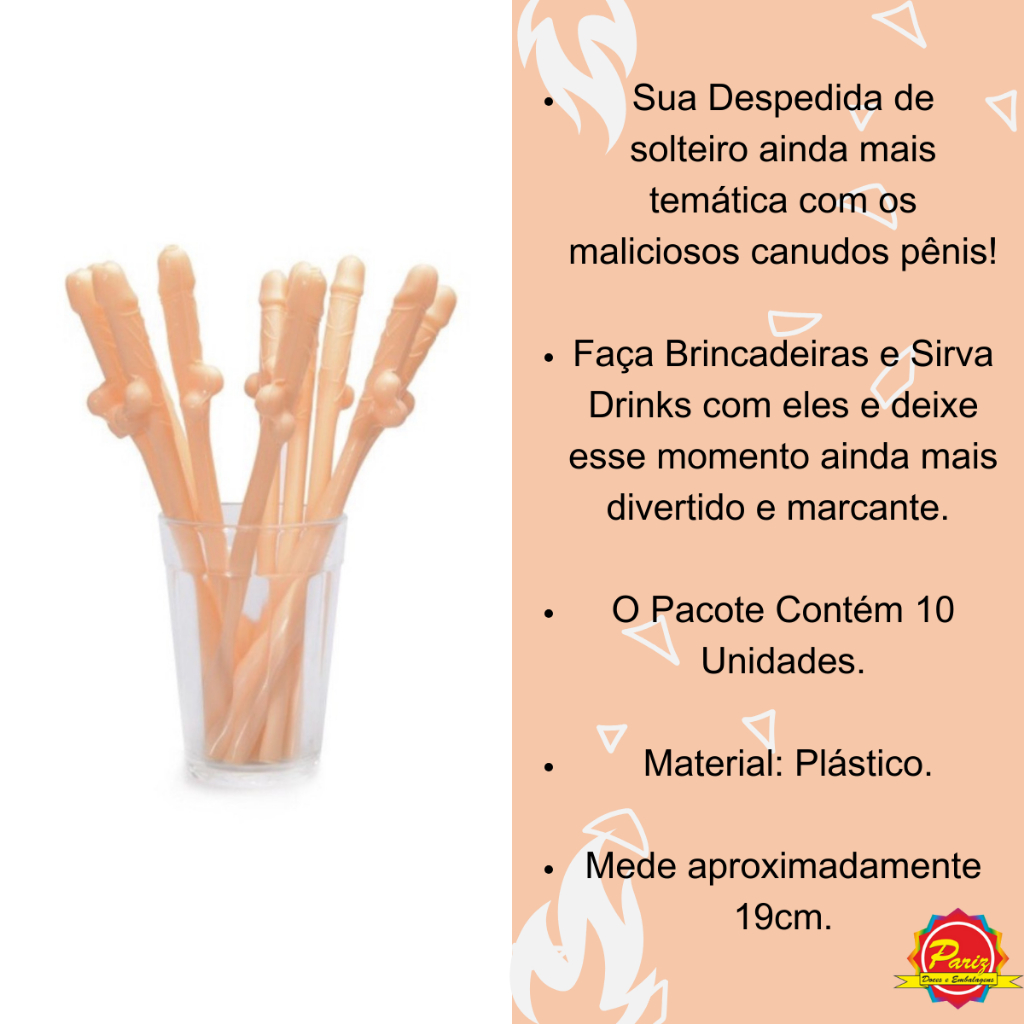 Canudo Plástico Pênis para Drink Festa Erótica Despedida de Solteiro 10 un  | Shopee Brasil