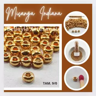 Miçanga Indiana, Cor DOURADO MÉDIUM, Tam. 9/0, +ou- 1.524 unids.