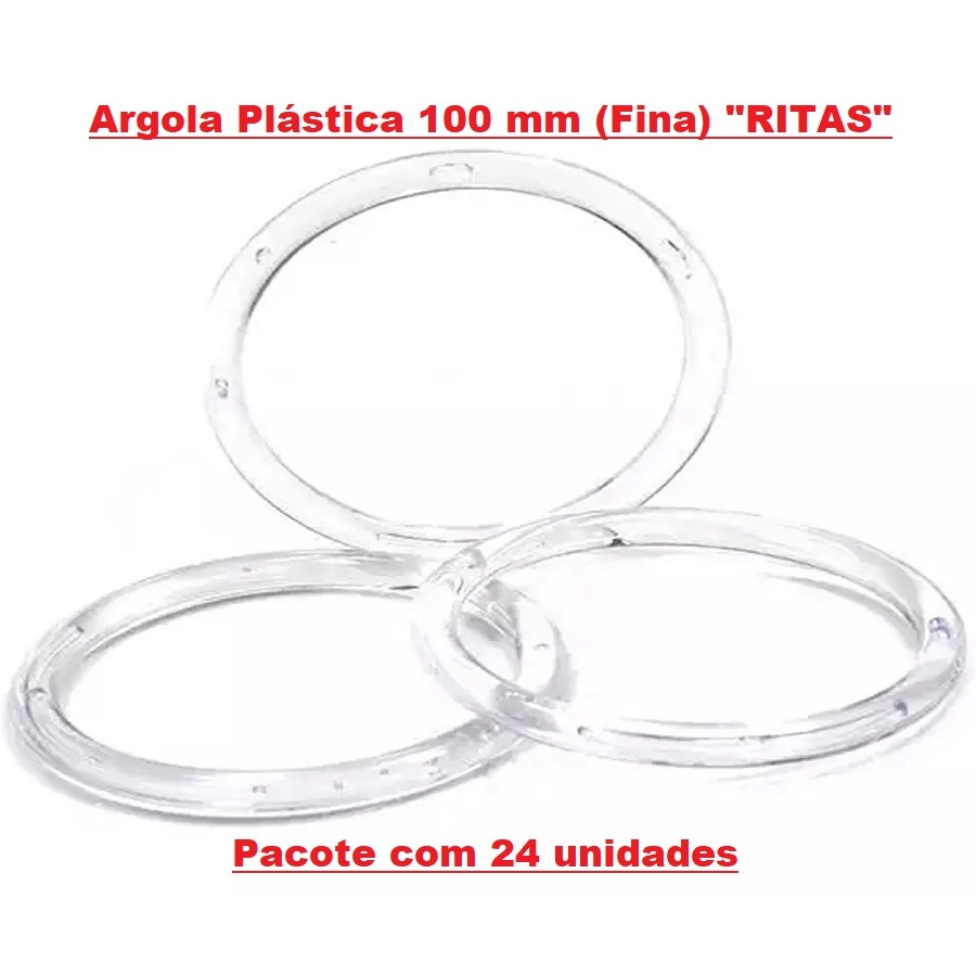 Argola Plástica N° 100 Fina Transparente Artesanato 24 Un
