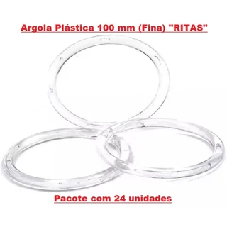 Argola Plástica N° 100 Fina Transparente Artesanato 24 Un