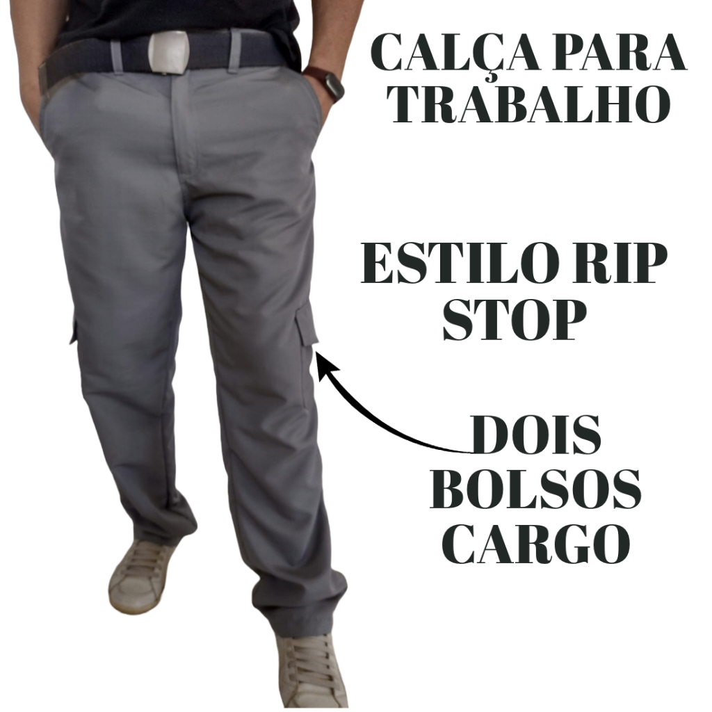 Calça De Trabalho Cargo em Rip Stop Estilo Militar Tática