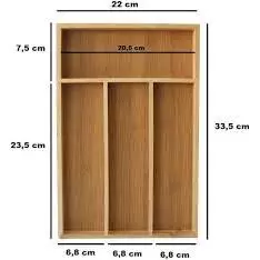 Porta Talher de Bambu p/ Gaveta c/ 4 Divisórias 33x22x3 cm Ref. CX081 - Casita