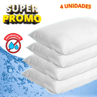 Kit c/ 4 Fronhas Impermeável Anti - Ácaro Branco com zíper 70cm x 50cm Promoção