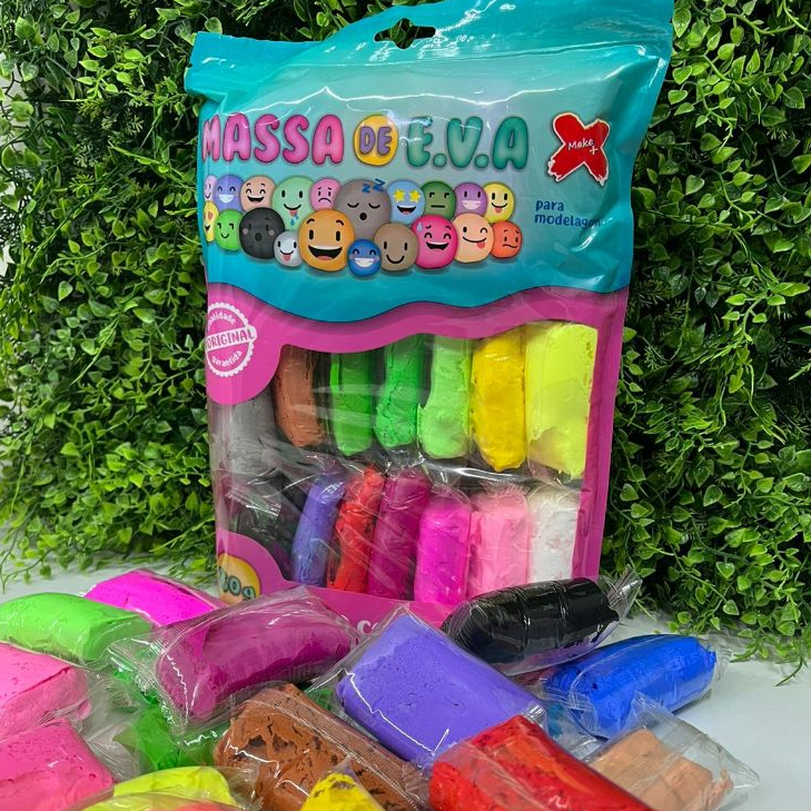 Massa de EVA 20 Cores Total 250g - Pacote com 20, Make+, Multicor ...