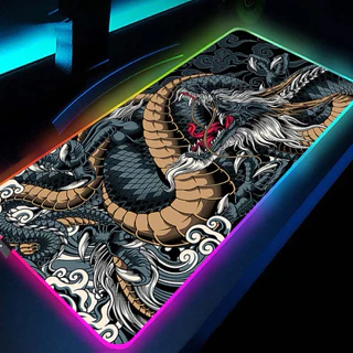 Mouse Pad Gamer Grande Dragão Louco Speed Borda Led 7 Cores Rgb Impermeável Original