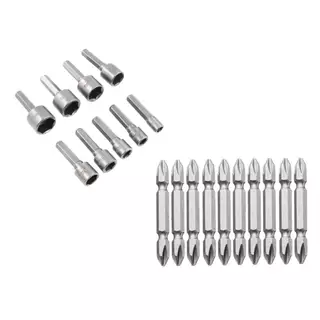 KIT BITS 5 à 13 Soquete Canhão + BITS 10 Ponta Dupla Imantada Conjunto para Parafusadeira