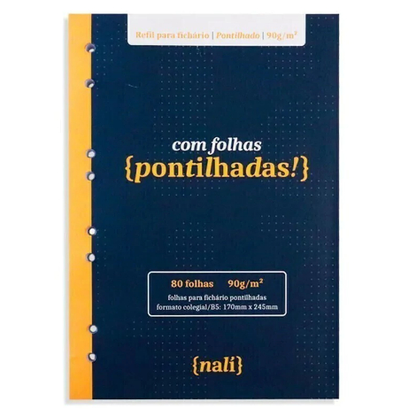 Bloco Fichario Nali Branco Pontilhada 90g A5