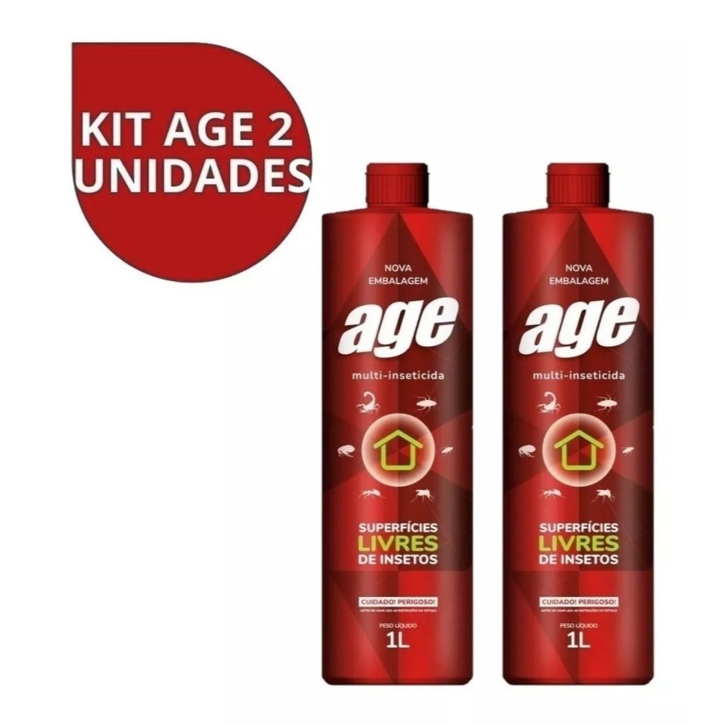 Kit 02 Inseticida Age Remédio para Pulgas Carrapatos Mata Mosca ...