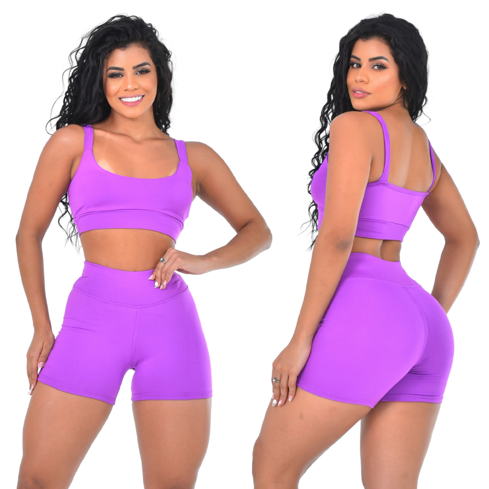 Conjunto Short e Top Academia Cintura Alta Suplex