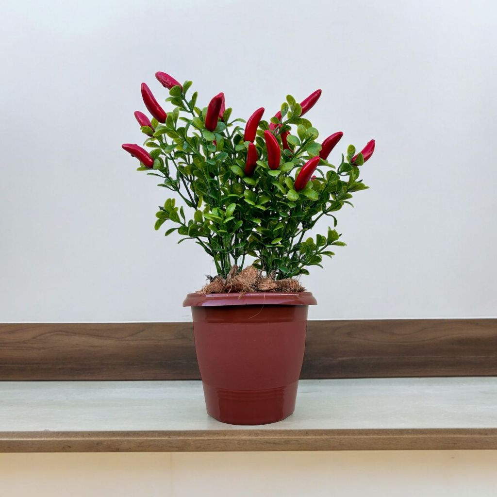Arranjo Pimenta Artificial Com Vaso Decorativo Cachepot