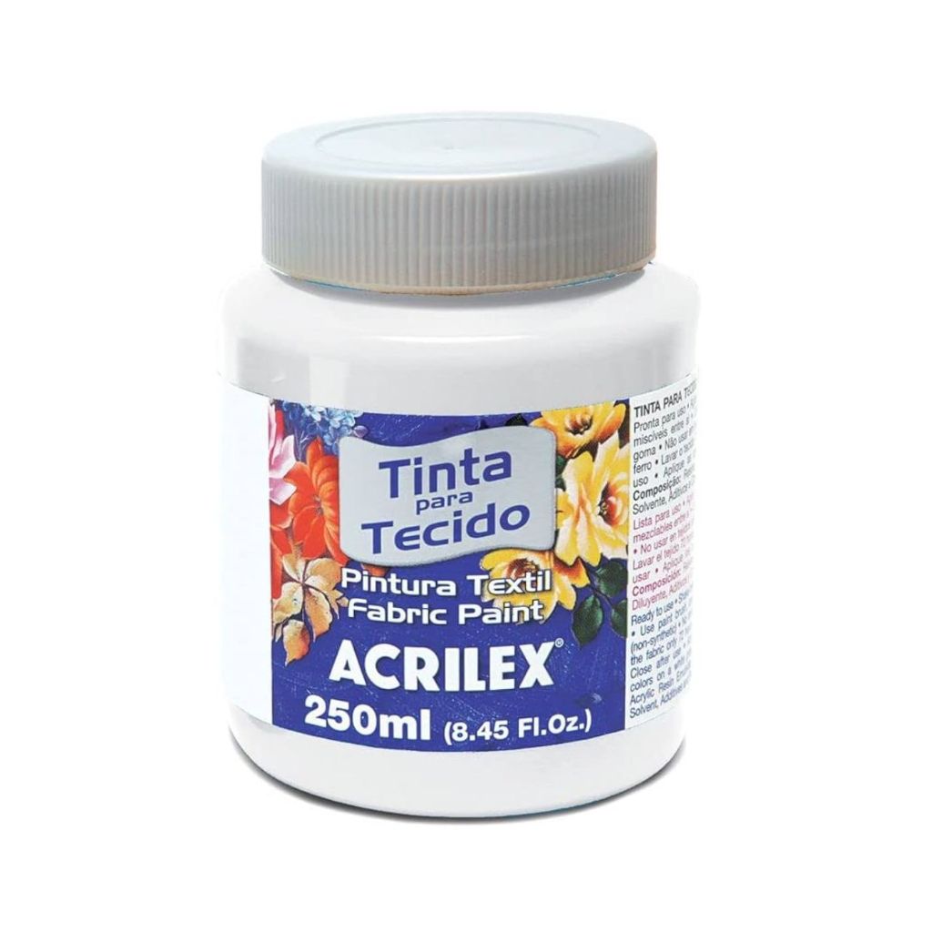 tinta para tecido fosco branca - 519 - acrilex 250ml