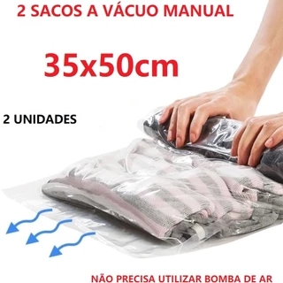 OFERTA 2 Sacos A Vácuo 35x50 Manual Não Precisa De Bomba De Sucção Saco Super Resistente Organizador