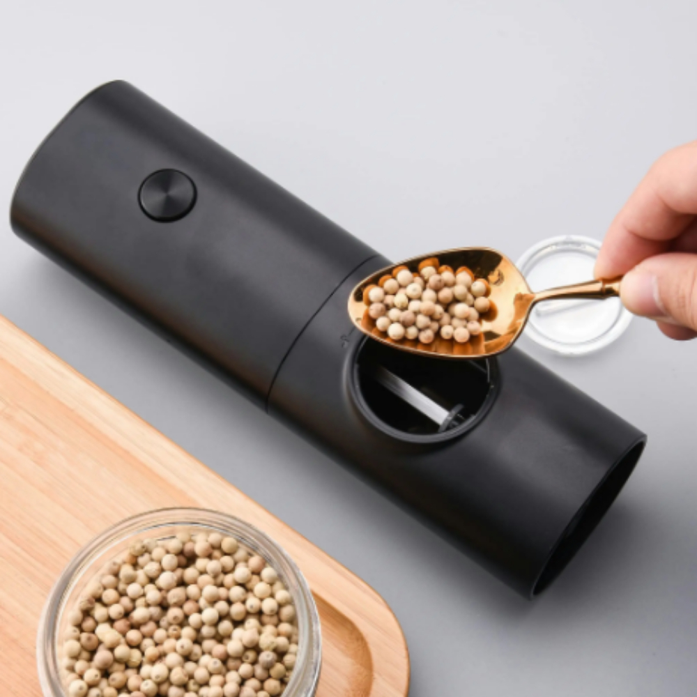Moedor Elétrico De Sal Pimenta Temperos Condimentos Automático Com Ajuste de Moagem QUE BOM