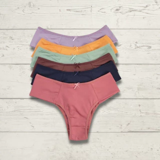 Kit 5 Calcinha com Leve Compressão forro 100% Algodão Pala dupla Cós Alto Lingerie Feminina Promoção