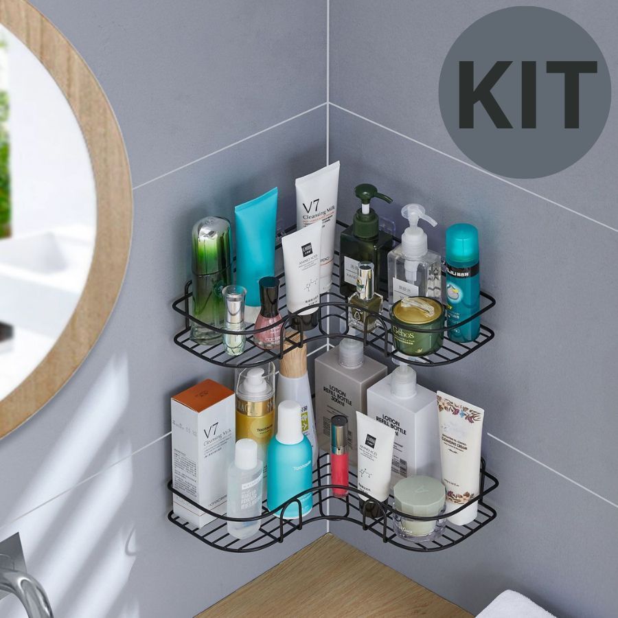 KIT 4 Suporte de Canto Prateleira Organizadora Para Banheiro Com ...