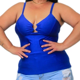 Blusa feminino plus size GG de alça suplex de alcinha curve