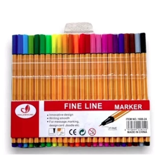 Kit 24 Canetas Coloridas Fine Line Ponta Fina 0.4 mm 1ª Linha