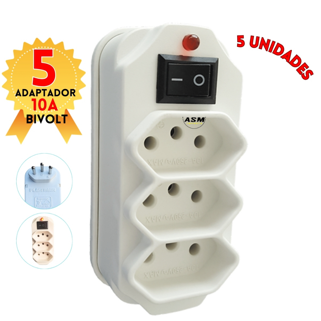 The Benjamin CDセット 5pçs Benjamin adaptador com Interruptor Liga e Desliga/ 3 tomadas
