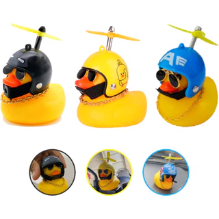 Patinho para Moto Bike Pato Com Capacete Decorativo Enfeite Guidão Carro Moto Bicicleta Patinho Brinquedo Borracha Amarelo