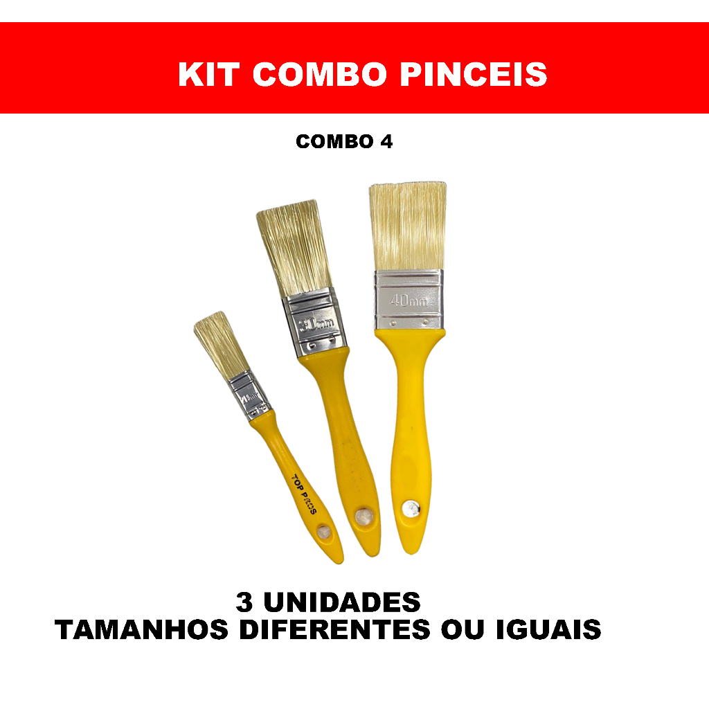 KIT COMBO 5 PINCEIS TRINCHA PARA PINTURA DIVERSOS TAMANHOS - OFERTA ...