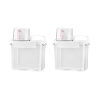 Kit 2 Pote Armazenador Multiuso Hermético com Copo Medidor e Trava Branco 1,1L - Maxx