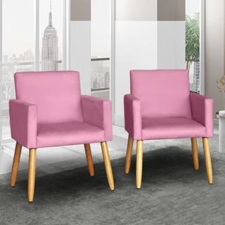 Kit com 2 Cadeira Poltronas para Manicure Salão de Beleza Decorativa Estofada Escritório