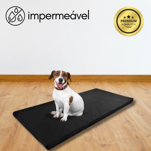 Colchonete Pet 90x40x3cm Cama Almofada Caminha Cachorro Gato Impermeável Azul Preto Espuma D23