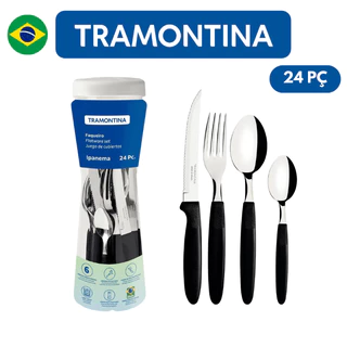 Faqueiro Tramontina 24 Peças Ipanema em Aço Inox e Cabo Preto