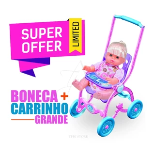 KIT CARRINHO DE BONECA + BEBE REBORN GRANDE BRINQUEDO INFANTIL ORIGINAL BONECA COM CARRINHO CARINHO DE MENINA BEBÊ LITTLE BABY ALIVE SAPEKINHA BEBEZAO REBORNE REALISTA BARATA BONECAS GRANDES TUTY NEGRA PETRA BRANCA IZABELY CABELO LOIRO
