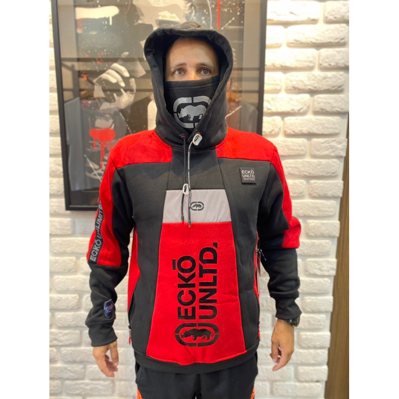 Moletom Ecko Máscara Ninja Vermelho e preto Original.