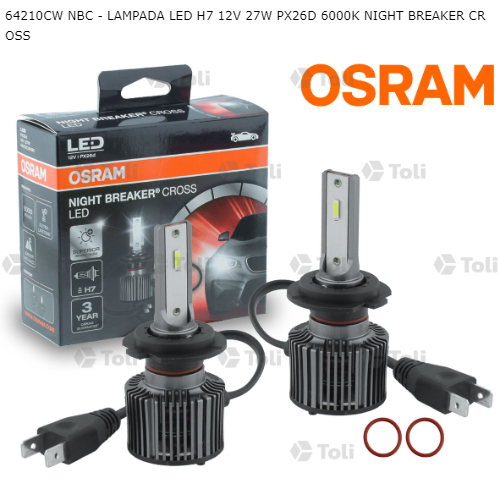 LAMPADA LED H7 12V 27W PX26D 6000K NIGHT BREAKER CROSS | Shopee Brasil
