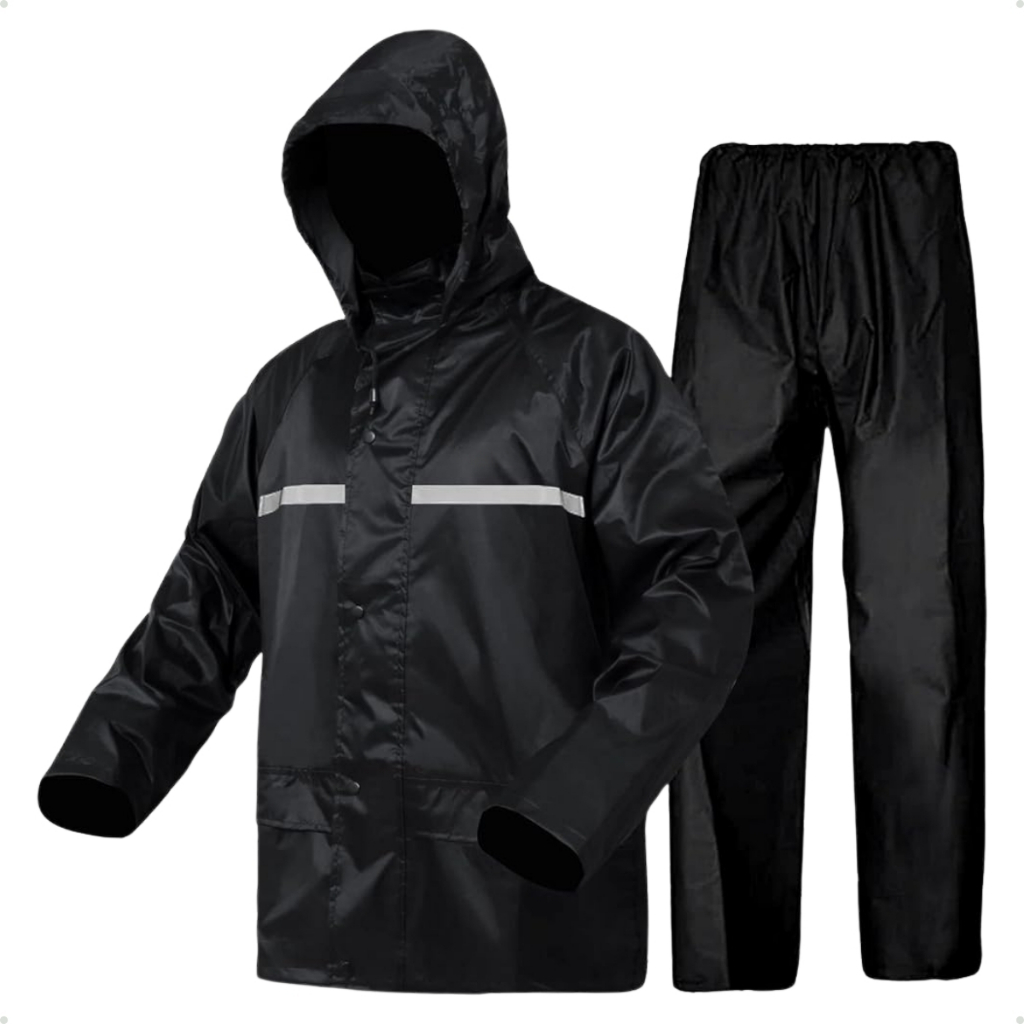Conjunto Capa Chuva Moto Capuz Motoqueiro Impermeável Poliéster