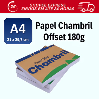 Papel Chambril Sulfite Offset 180g A4 Branco Com 50/100/250 Folhas