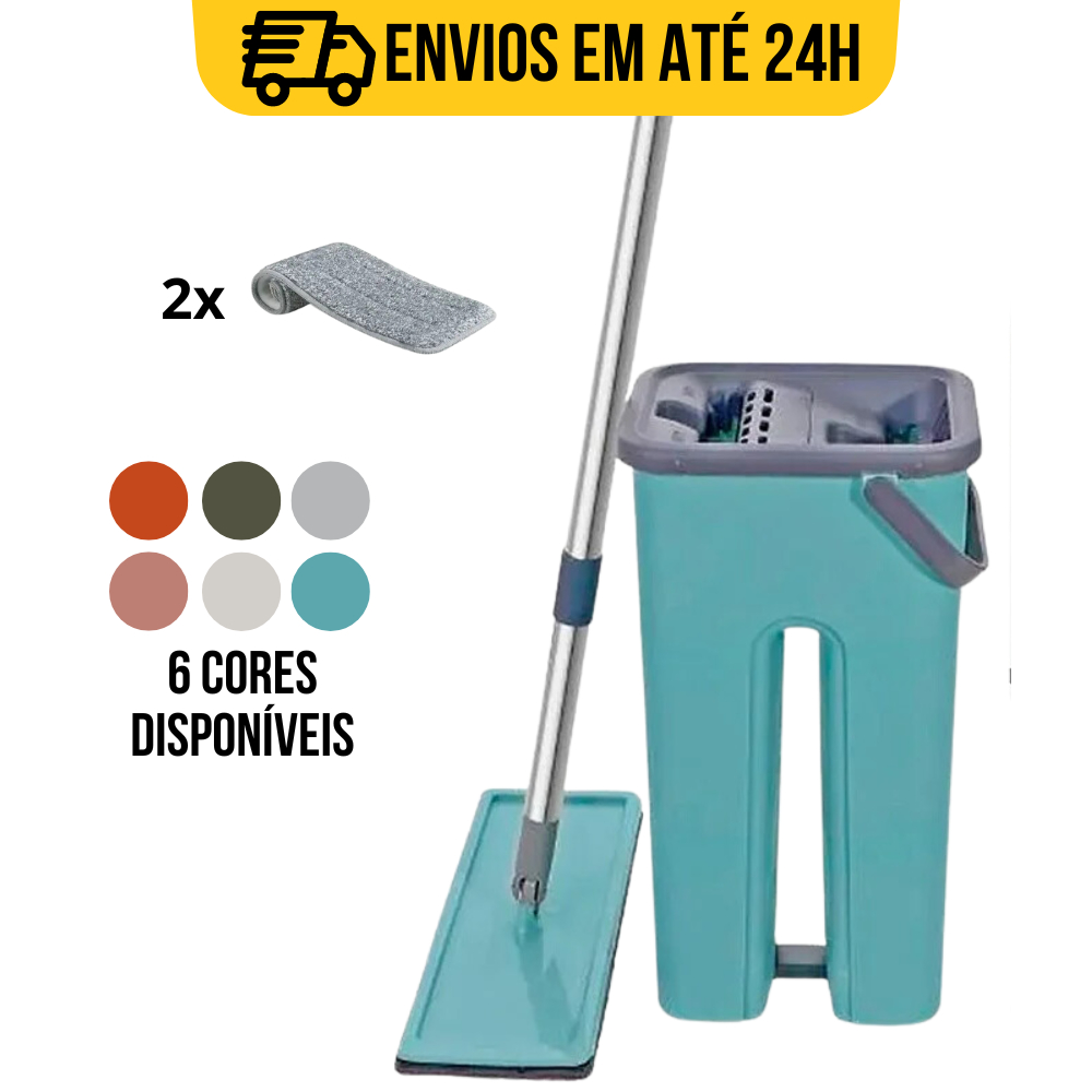 Mop Flat Quadrado Lava E Seca Com Balde De 5 Litros | Shopee Brasil