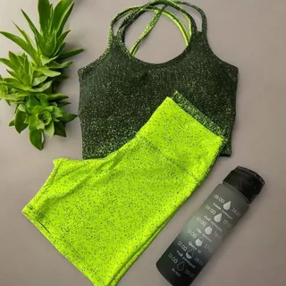 Conjunto Degrade Top e Short para academia e corrida suplex fitness ciclismo