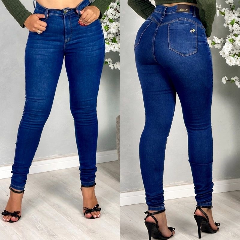 Calça Jeans Feminina,Bigode a Laser, Levanta Bumbum, Modela o Corpo ...