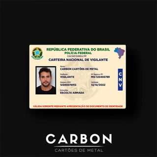 Cartão CNV Feito em Aço Inox com impressão premium